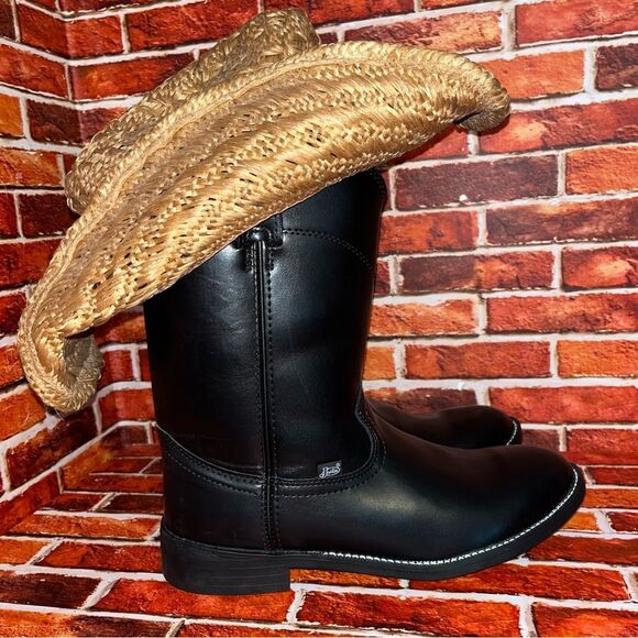 Justin Men’s Temple 10” Round Toe Roper Cowboy Boots Leather NWOB Black SZ 12D - Picture 1 of 12